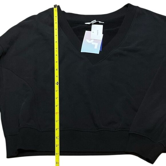 JoyLab Charcoal Black V-Neck Cropped Relaxed Fit Sweatshirt, Size L, NWT - Picture 7 of 8